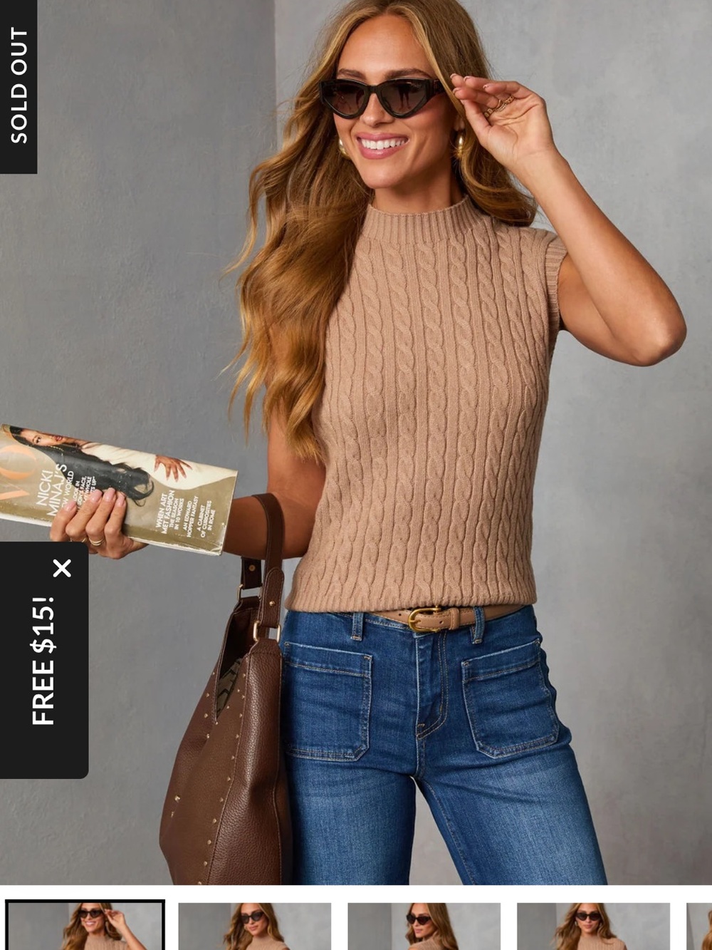 Vici Cable Sleeveless Sweater